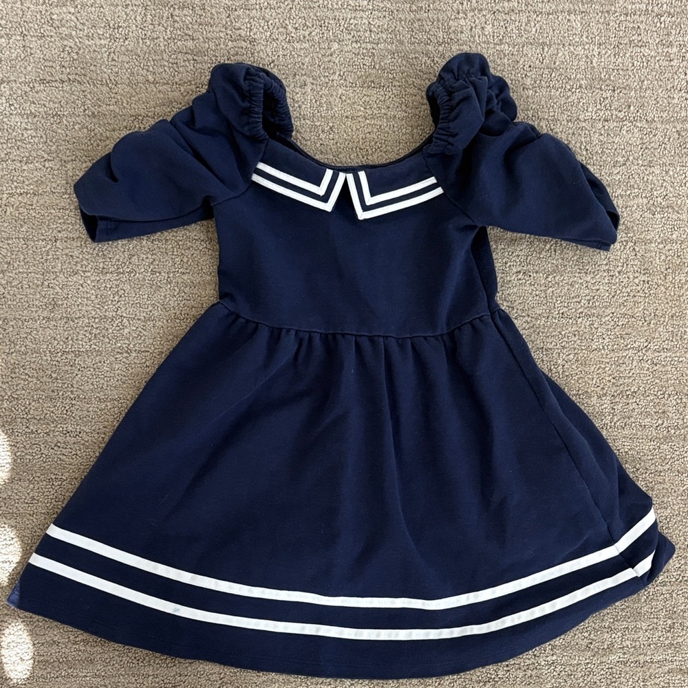 Janie and Jack Navy Dress with White Accents